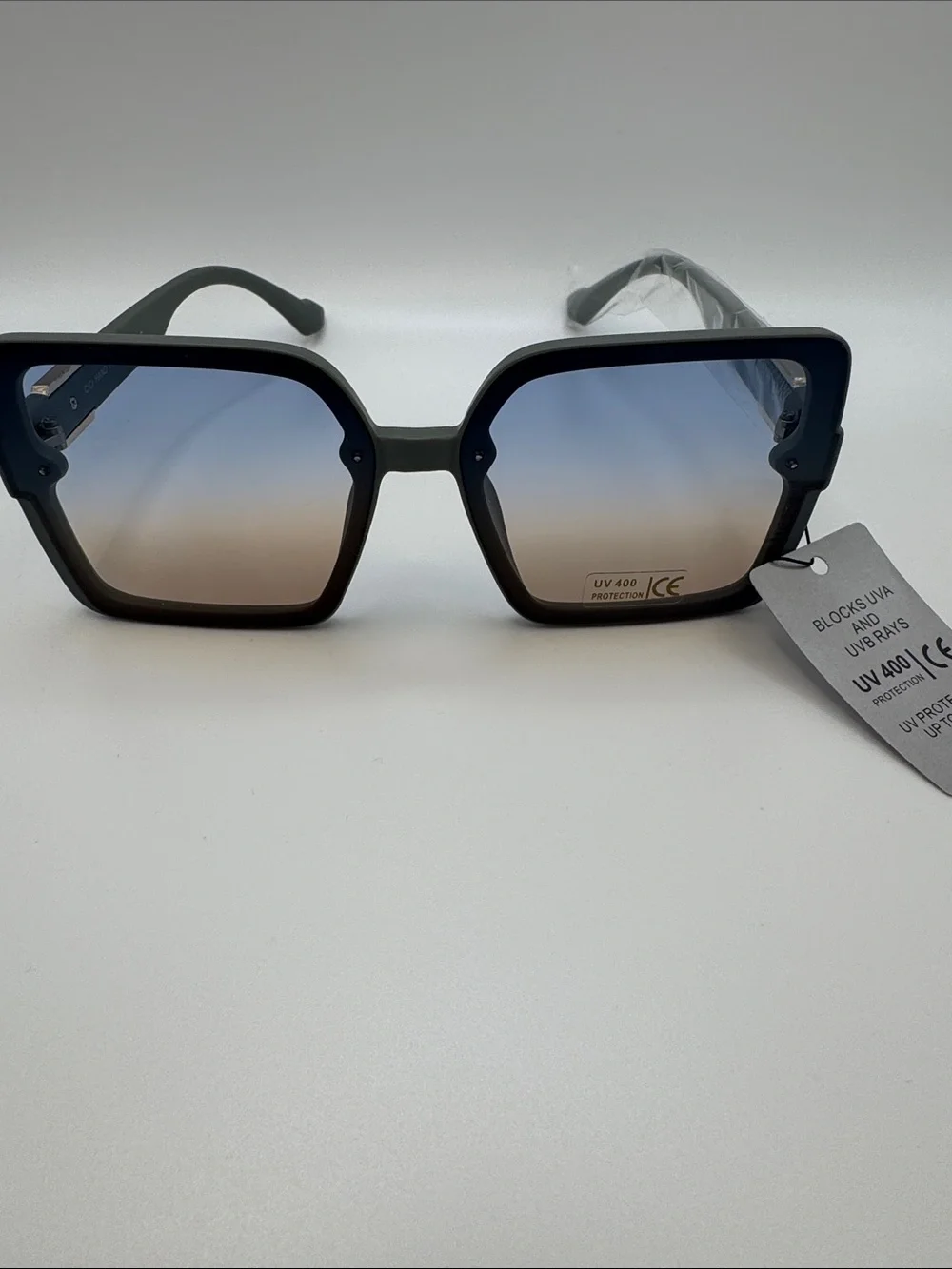 Square Gradient Lens Women's Sunglasses - Black Frame, Brown-Blue Gradient